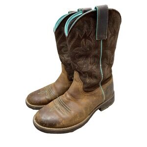 Ariat Boots Womens Size 7 Brown Cowboy Western Leather Mid Calf Pull On 10021457